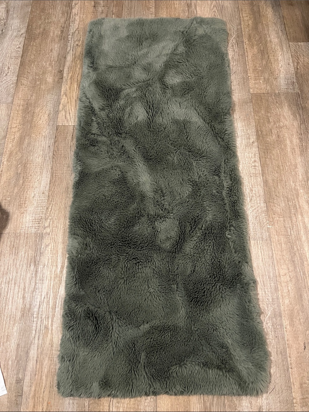 Plush Faux Fur Accent Rug - Olive Green